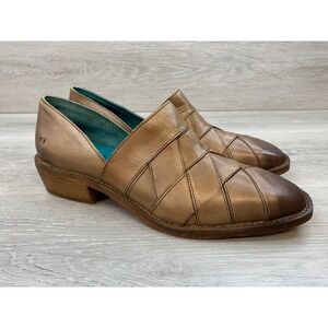 ROAN by Bed Stu Laverna Women's Tan Metallic Leather Woven Loafers Shoes 7.5‎